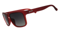Three-quarter angle view of dark red Grand G frames and black gradient lenses.