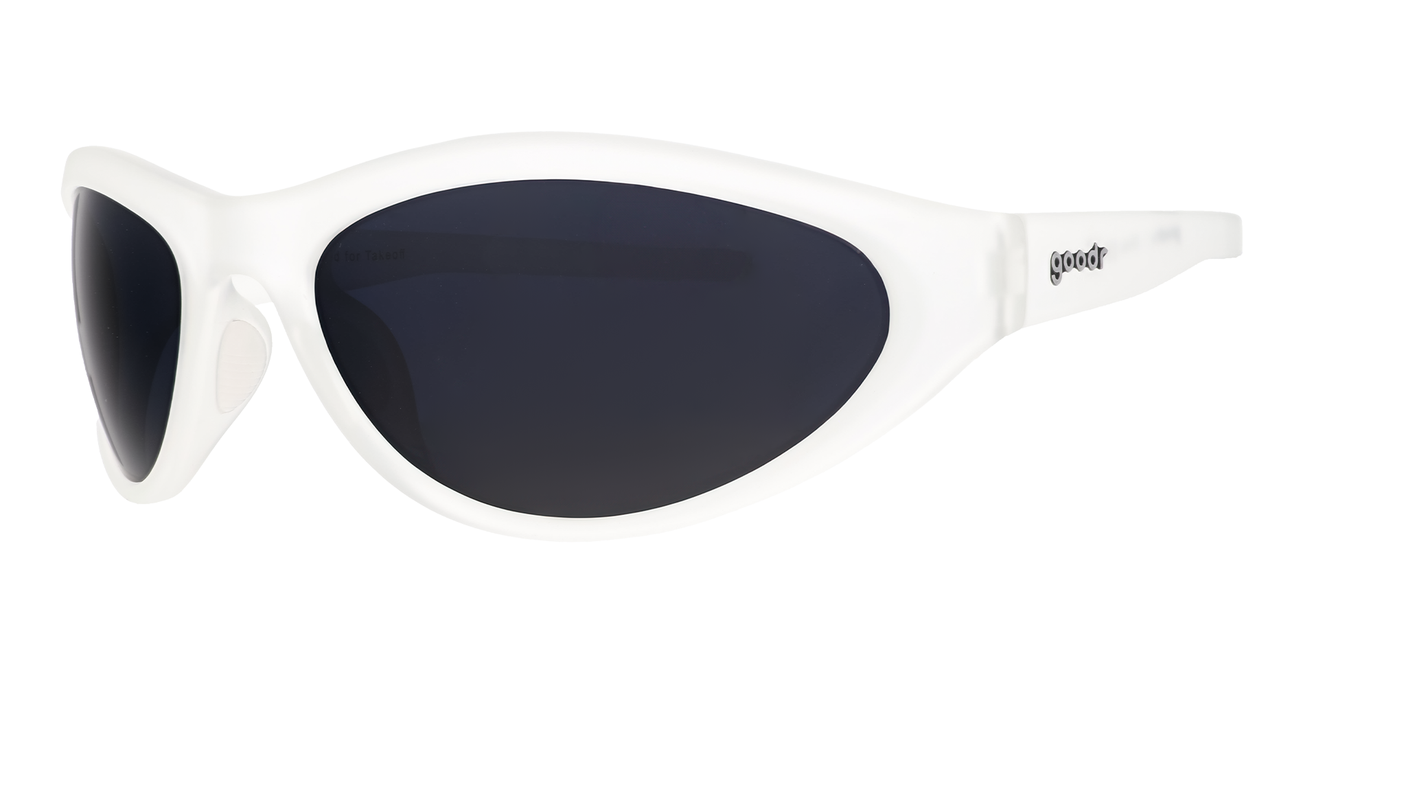 goodr sunglasses with white frames and transparent black lenses
