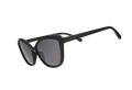 Black sunglasses with dark lenses on a white background