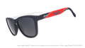 Three-quarter angle view of navy, red, and white shades featuring the Guardians script logo and white baseball stitch design.