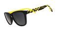 Three-quarter angle view of Major League Soccer Columbus Crew shades. Black+yellow frames. Black non-reflective lenses.