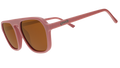 A pair of dusty rose pink goodr sunglasses with muted orange lenses on a white background.