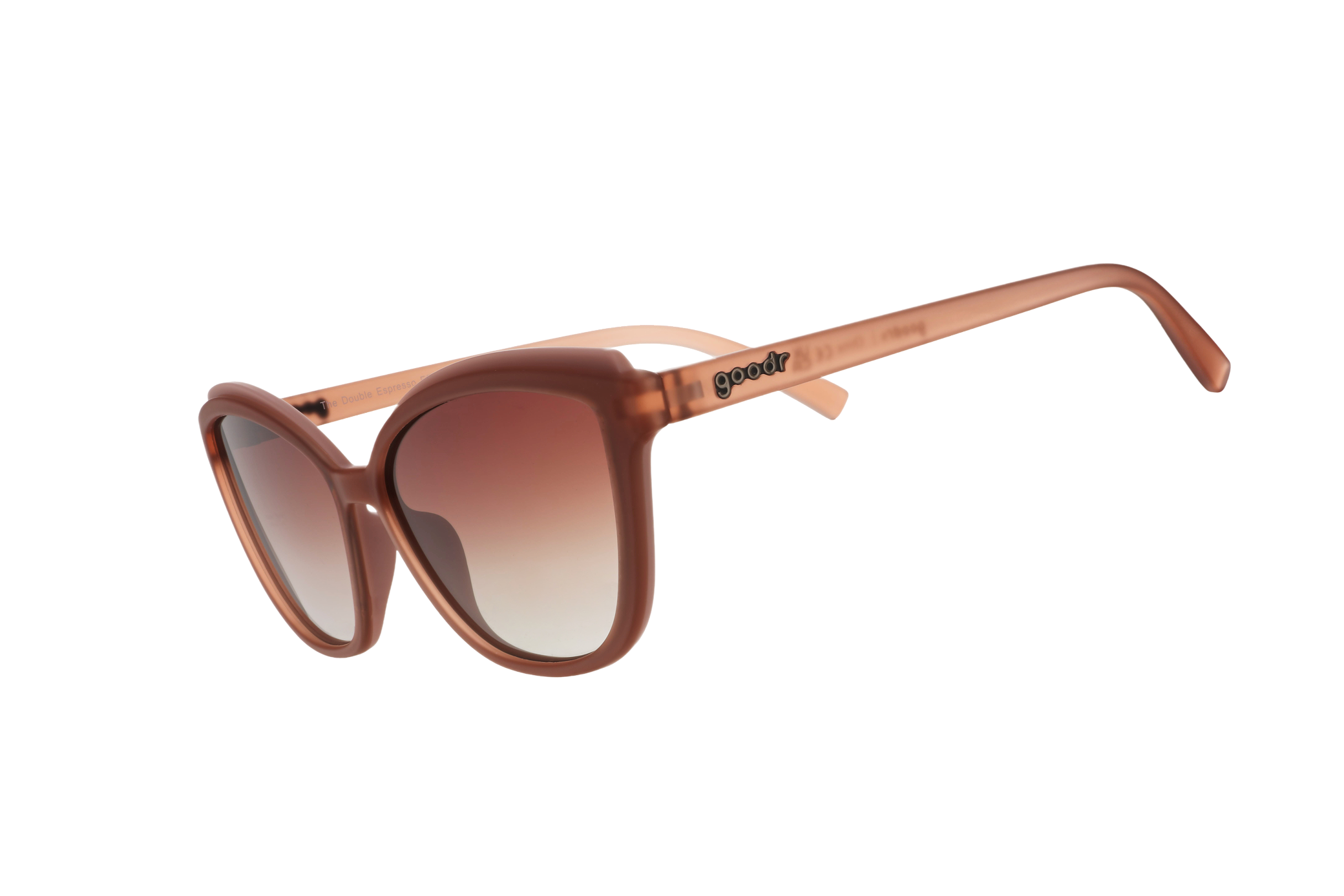 Brown sunglasses with gradient lenses on a white background