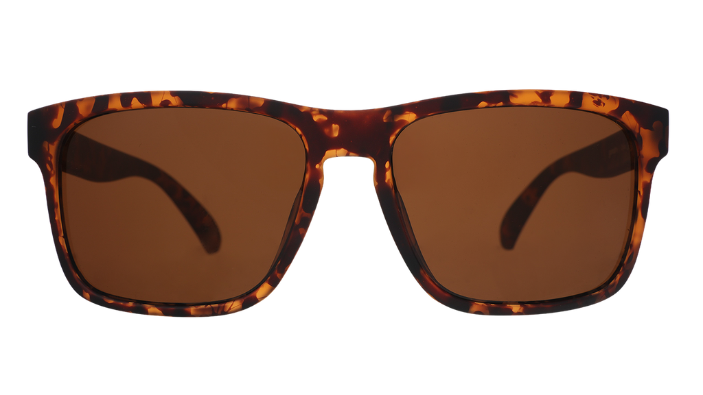 Front view of brown tortoiseshell Grand Gs with brown non-reflective lenses.