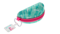 Teal goodr sunglass case with a pink zipper