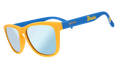 Bruins goodr sunglasses, with yellow frames and blue temples