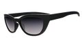 Three-quarter angle view of a pair of black cat-eye Cheetah G shades with black gradient lenses.