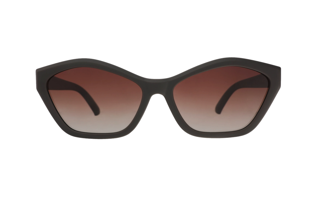Sunglasses with brown gradient lenses on a white background