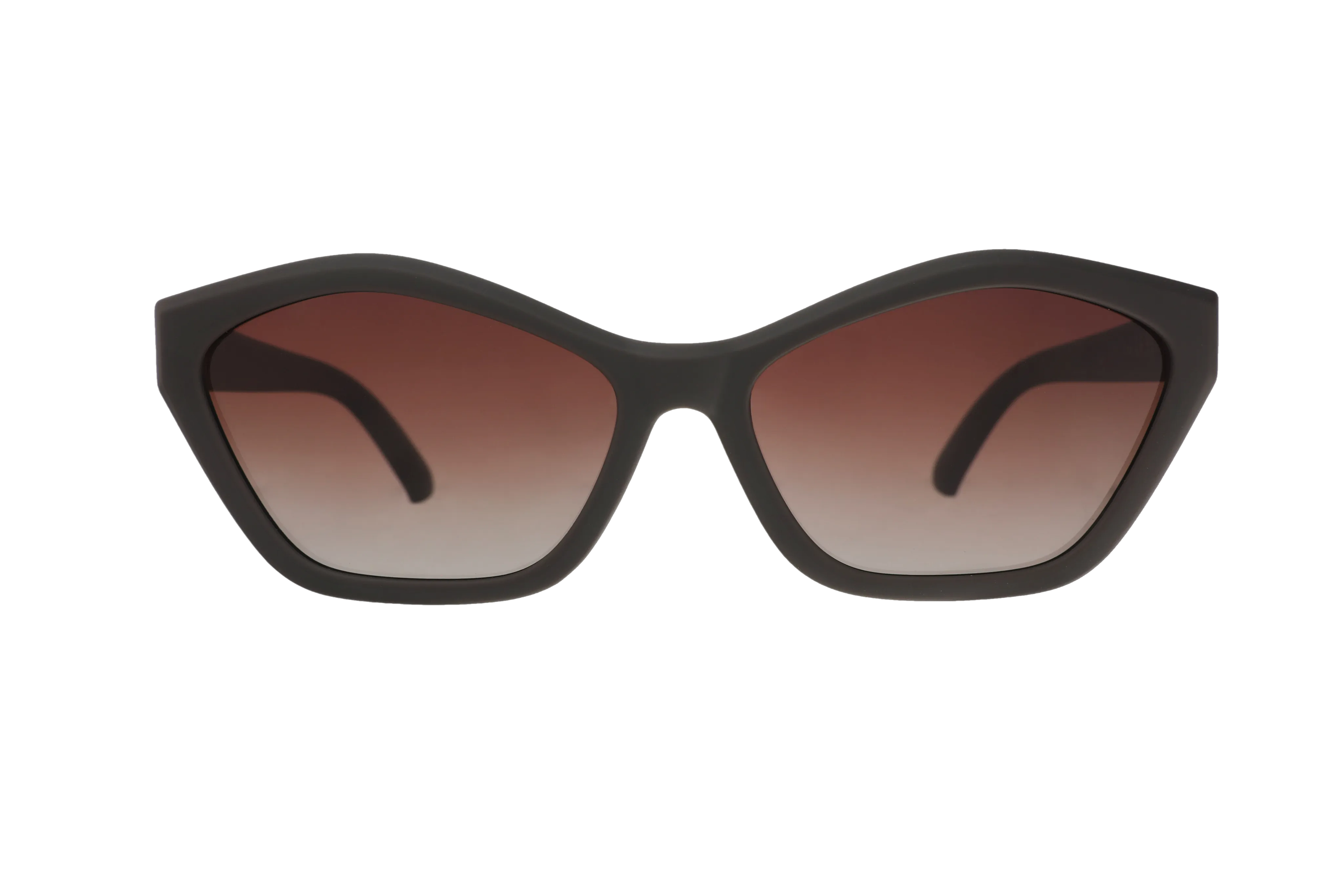 Sunglasses with brown gradient lenses on a white background