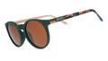 Green round sunglasses with brown non-reflective lenses and colorful National Park Foundation artwork on the temples.