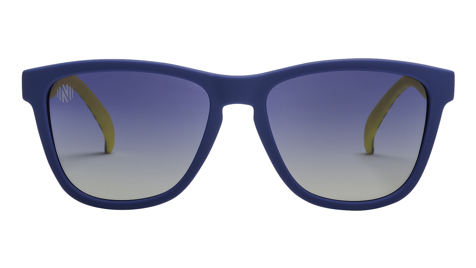 Front view of Major League Soccer Nashville SC shades. Blue front frame. Blue gradient lenses.
