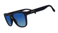Sunglasses with a sleek navy frame and blue gradient lenses. The arms are solid black, featuring the goodr logo in white near the hinge.