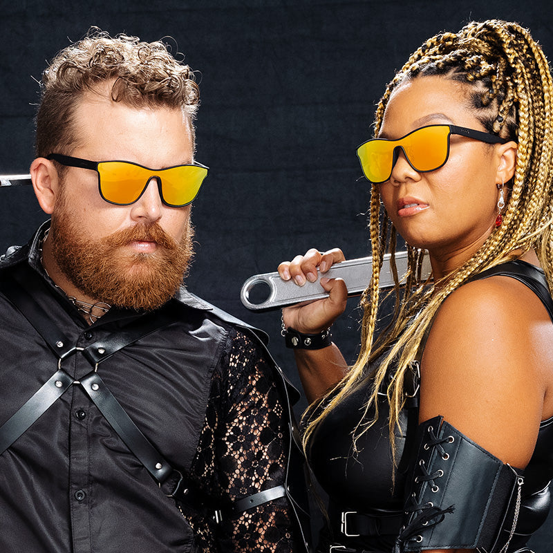 From Zero to Blitzed |black futuristic style sunglasses with amber lenses | goodr sunglasses