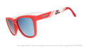 Three-quarter angle view of red and white Cardinals sunglasses featuring the St. Louis Cardinals logo on the arm.