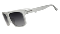Three-quarter angle view of translucent gray Grand Gs with black gradient lenses.
