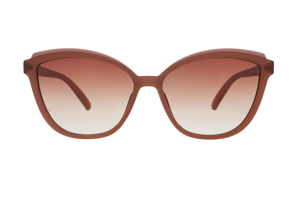 Brown sunglasses with gradient lenses on a white background