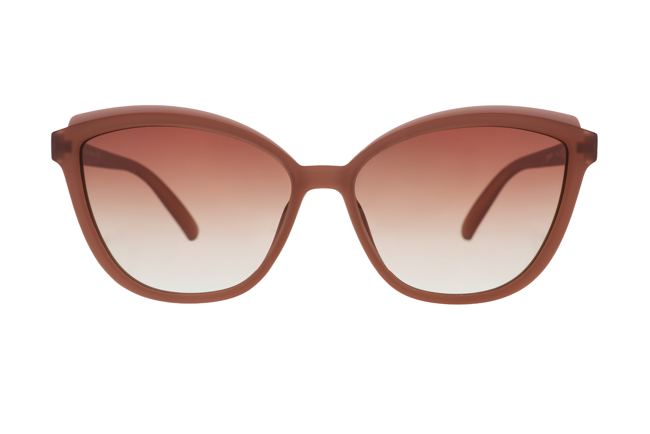 Brown sunglasses with gradient lenses on a white background