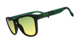 Three-quarter angle view of Austin FC Major League Soccer sunglasses with green and black frames and green-yellow lenses