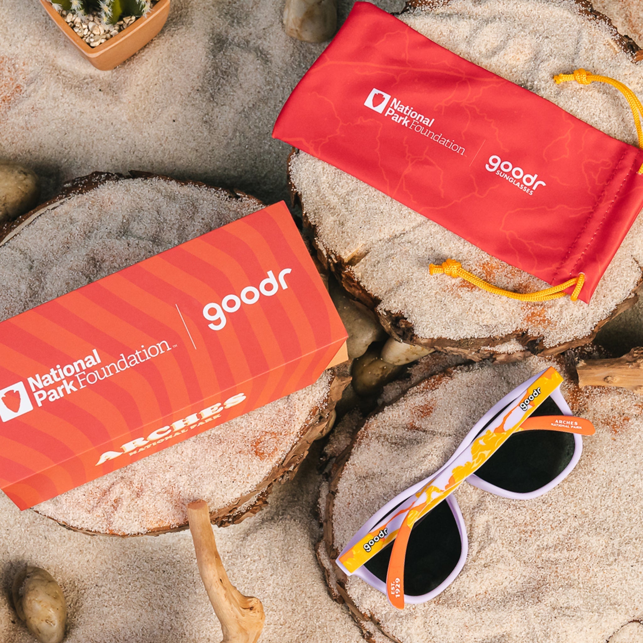 Purple and orange goodr National Park Foundation sunglasses