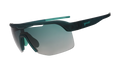 Three-quarter angle view of dark teal Bolt Gs with green gradient lenses.