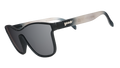 Three-quarter view of translucent black and gray ombre VRG frames featuring a cosmos design and chrome reflective lens.