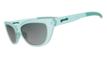 Three-quarter angle view of translucent pale green Cheetah G sunglasses with green gradient lenses.
