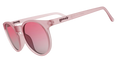 A pair of pink goodr sunglasses with round frames and pink lenses